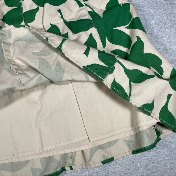 Banana Republic Linen Skirt Women Size 2 Vintage A-Line Lined Green Leaf Print - Picture 4 of 10